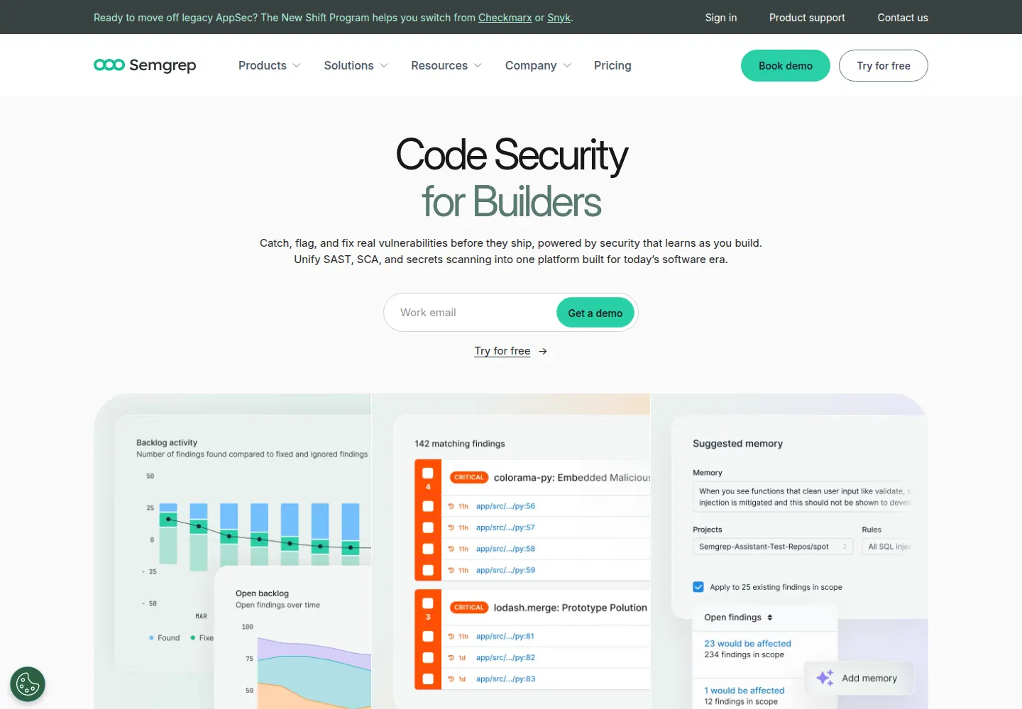 Semgrep official homepage screenshot