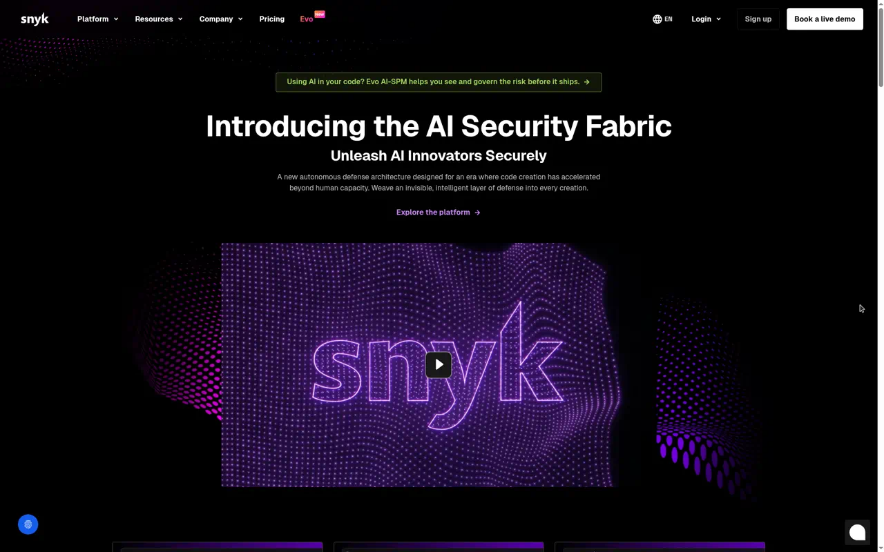 Snyk homepage hero