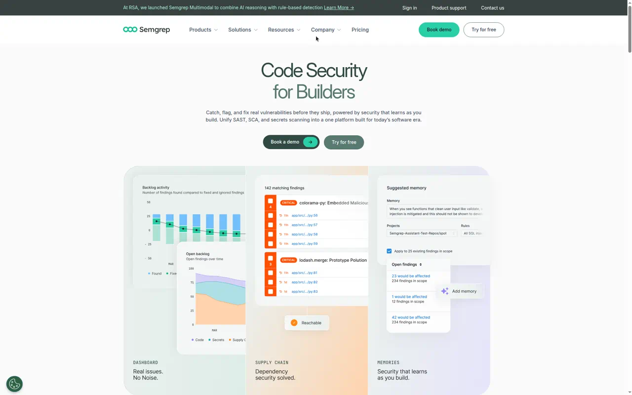 Semgrep homepage hero