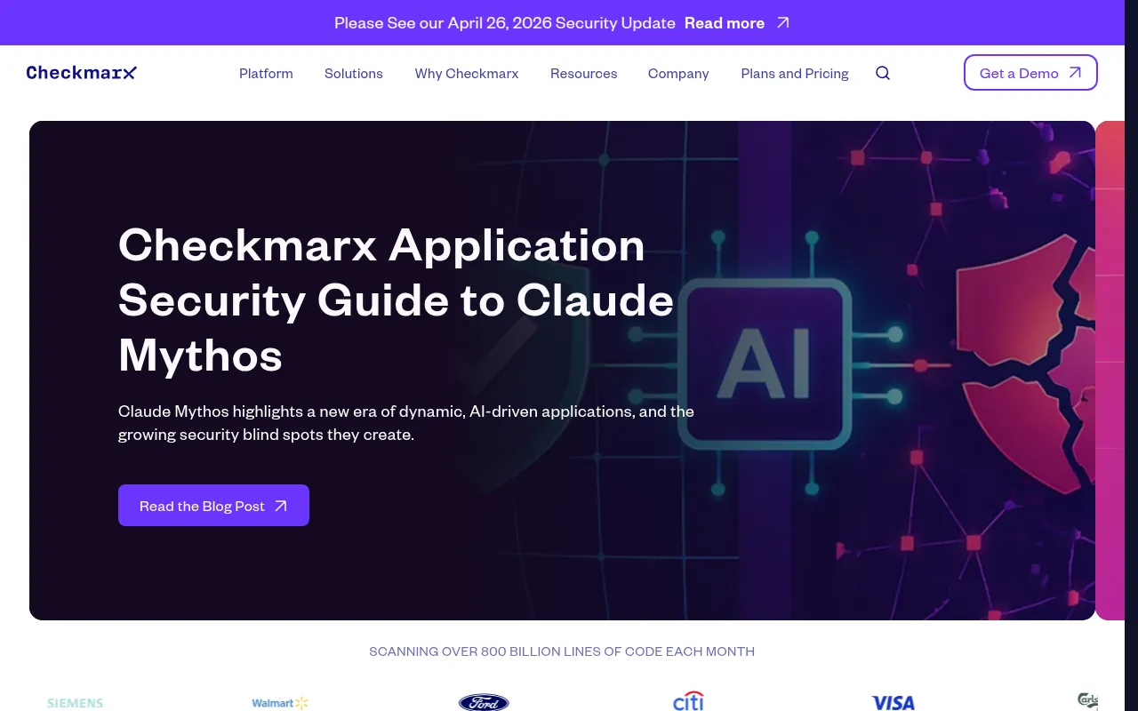 Checkmarx homepage hero