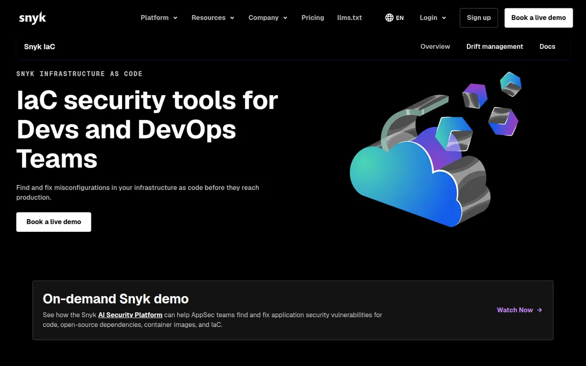 Snyk IaC official homepage