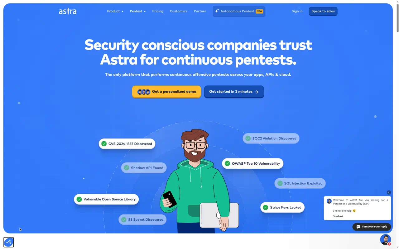 Astra homepage screenshot