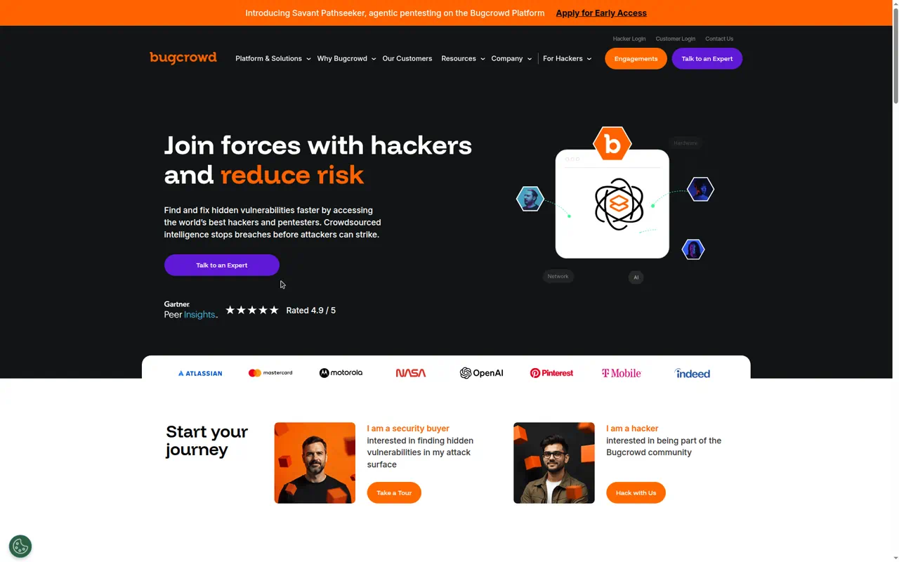 Bugcrowd homepage screenshot