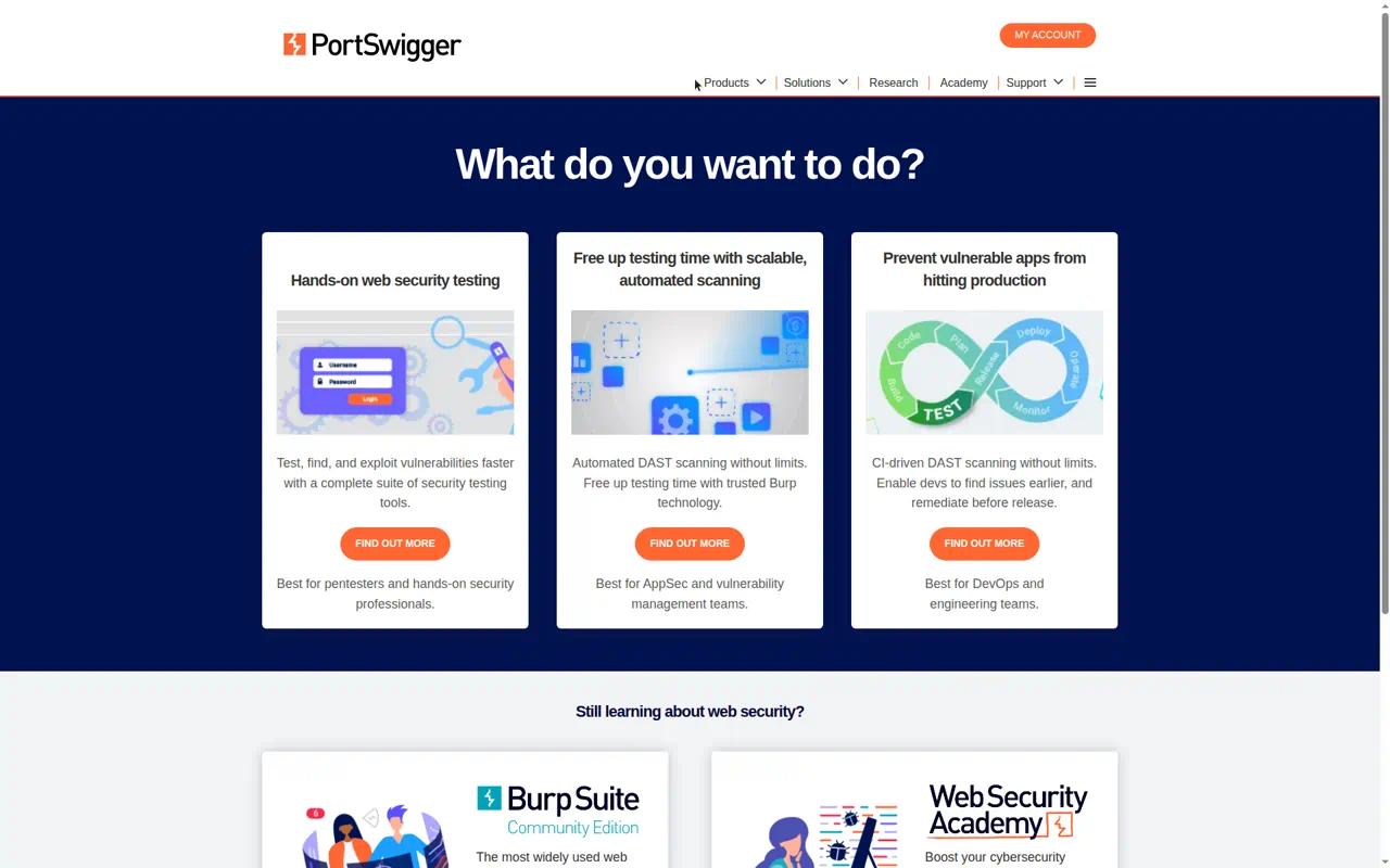 Burp Suite homepage screenshot