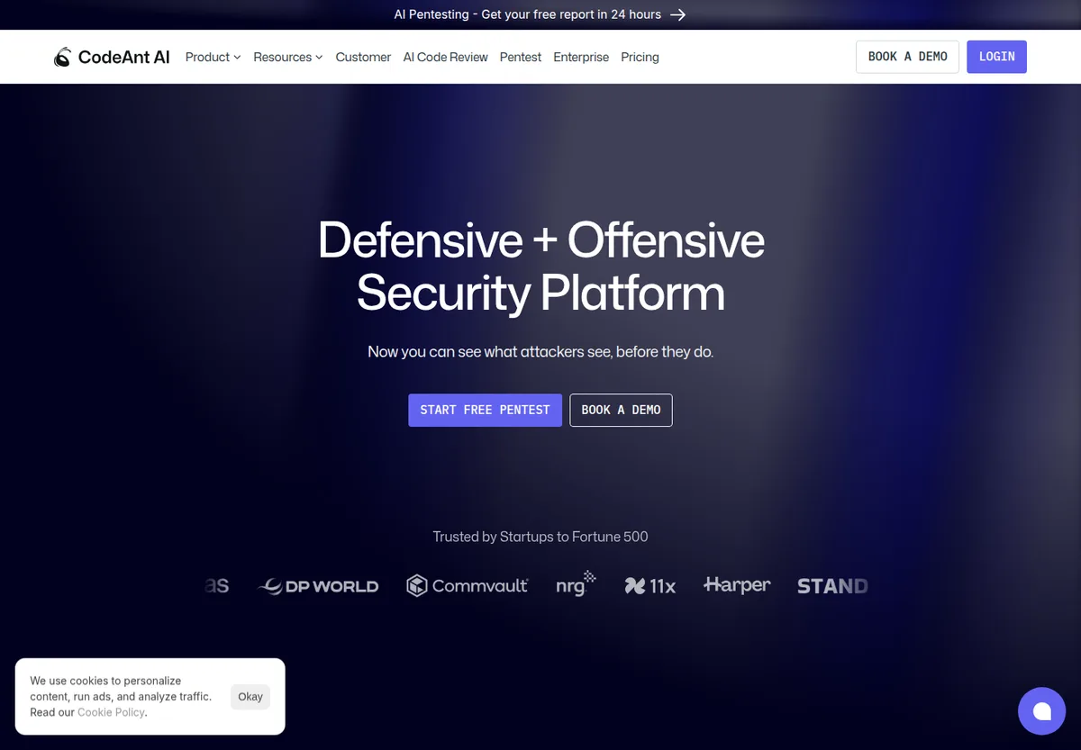 CodeAnt AI homepage screenshot