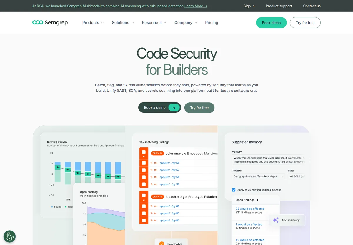 Semgrep homepage screenshot