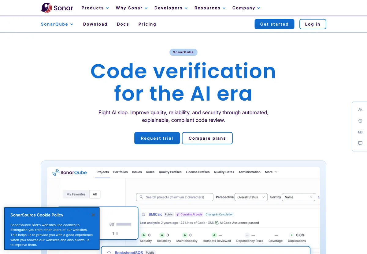 SonarQube homepage screenshot