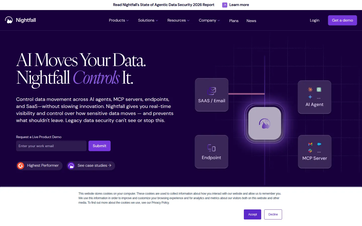 Nightfall homepage screenshot